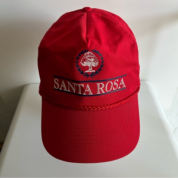 Vintage KC Brand SANTA ROSA Leather Adjustable Strapback Rope Hat Cap Red - Picture 2 of 9
